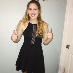 Forever 21 Black Skater Dress w Back Cutout